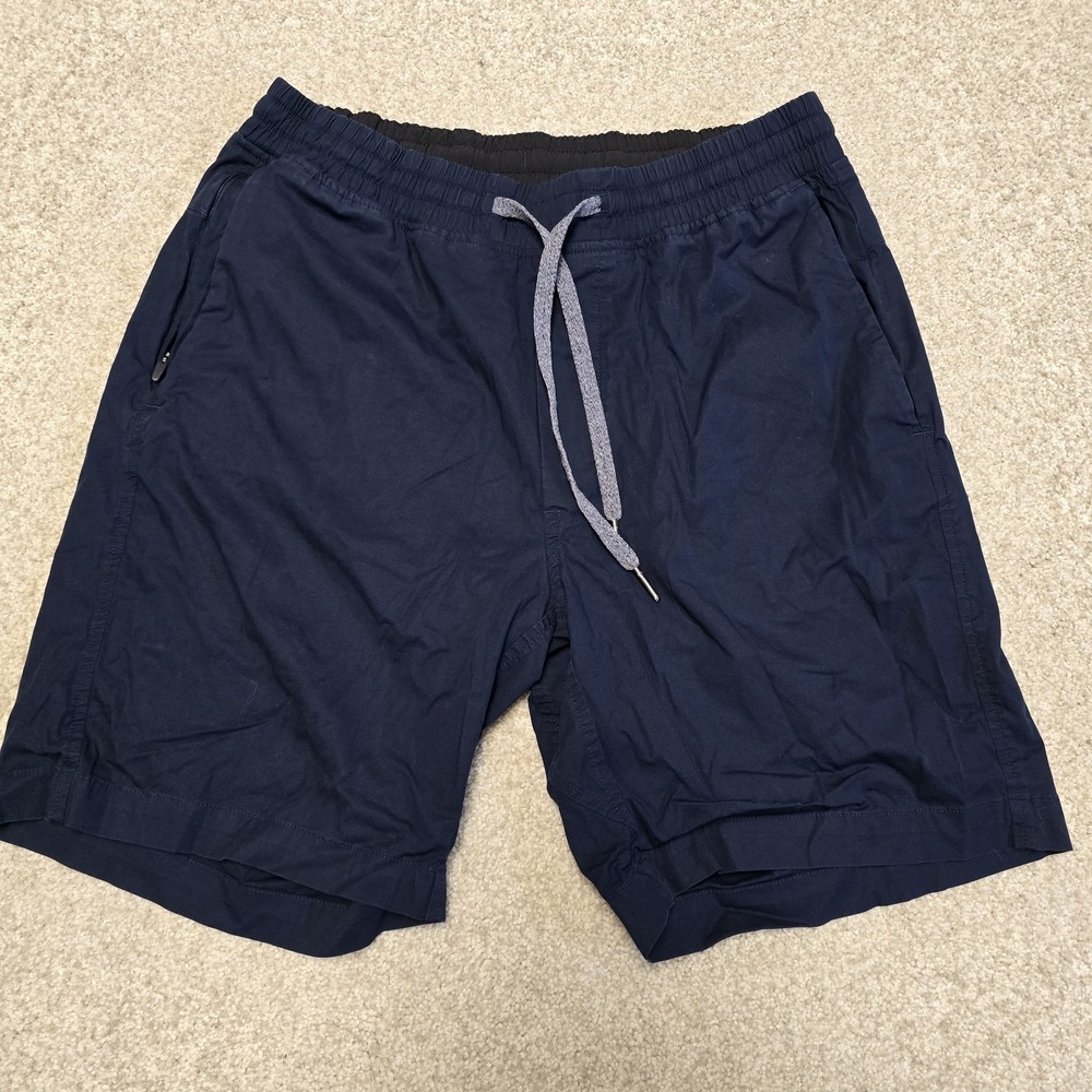 Lululemon Bowline Shorts Men's Sz M 7" Linerless Stretch LM7AAPS Navy Blue